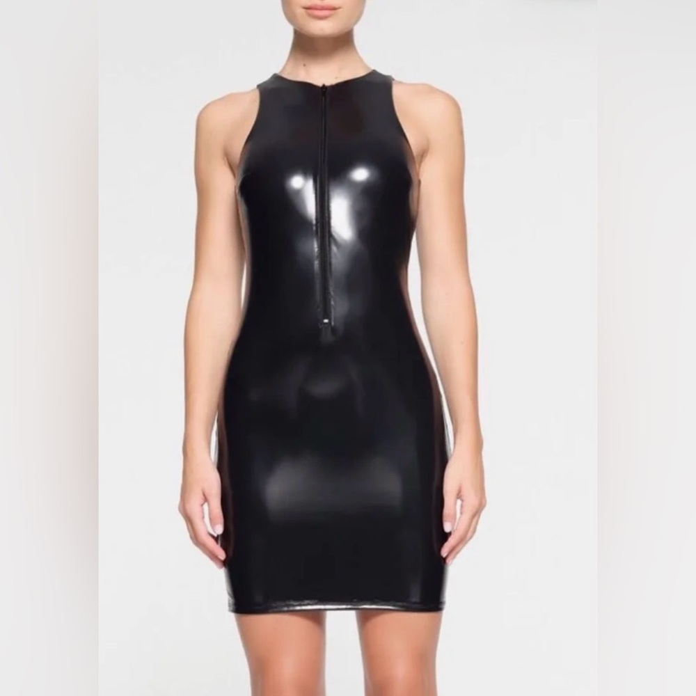SKIMS Stretch Vinyl Dress – Onyx – Size XXS 🖤 NWT